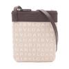Used Logo Mania Shoulder Bag Canvas Leather Beige White Brown Used Women