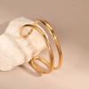 GEMCHIC Women's Geometric Color Block Stainless Steel Cuff Bracelet 18K Gold Plated Open Bangle Fashion Jewelry