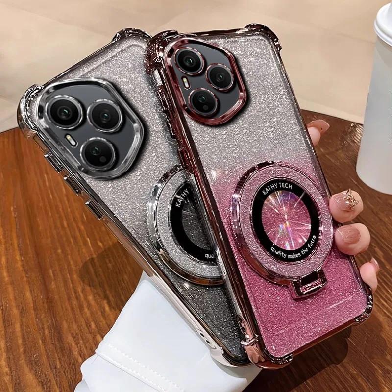 Für Honor400Lite Hülle Luxus Glitzer Halter Hülle Für Honor 400 Pro X7A X8A X8B X8C X9B Nova13 Schwach magnetisch Glitzer Weiche Abdeckung