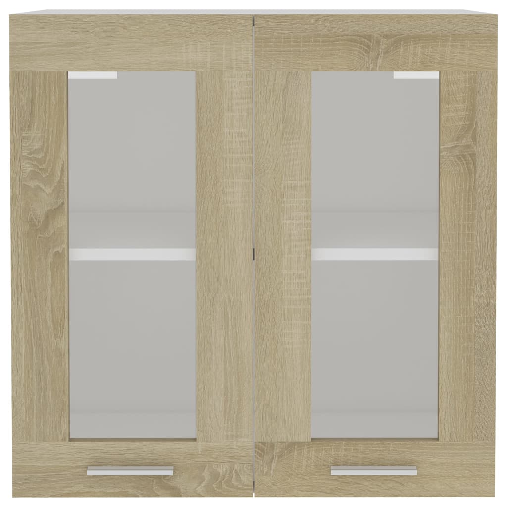 Lyon Wall Mounted Glass Cabinet in Sonoma Oak 60 x 31 x 60 cm Wood Based Material