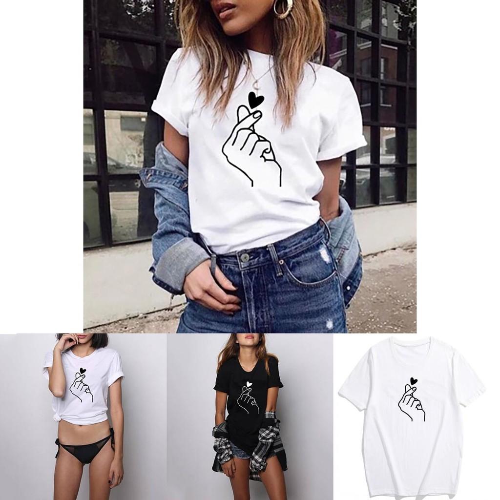 Stylish Heart Print T-shirt For Women Featuring Soft Comfortable Fabric And Casual Design