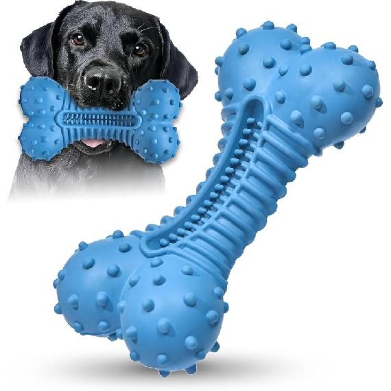 Dog Toys for Aggressive Chewers, Chew Toys for Medium Large Dogs, Durable Natural Rubber Toys with Bacon Flavor, Indestructible Dog Toy,Blue