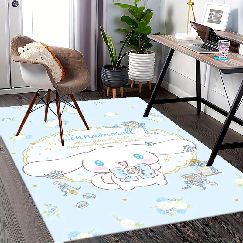 Cinnamoroll Anime Cartoon Design Office Chair Mat Non-Slip Carpet Suitable for Home Decor Living Room Bedroom Game Room Dormitory Gift All Seasons.E02