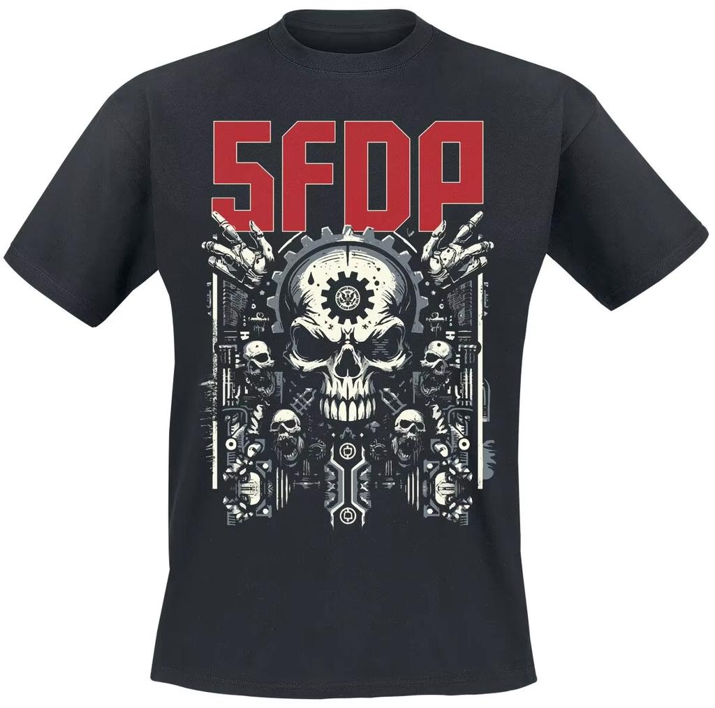 2026 New Hot Five Finger Death Punch Bloody Skull Print Tshirt Cotton Unisex Metal Fans Casual Tee