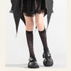 Summer Thin Silk Solid Over the Calf Socks for Womens Japanese Style JK Diamond Striped Pattern Student Long Stockings
