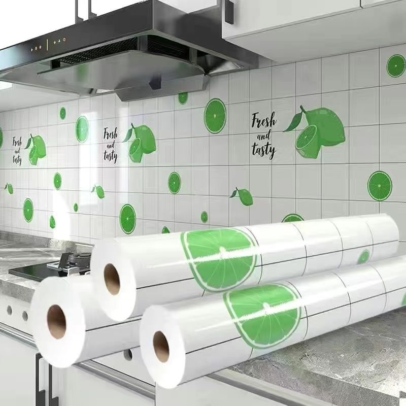 Waterproof Wall Stickers Kitchen Oil-Proof Sticker Wallpaper Self-Adhesive Waterproof Moisture-Proof High Temperature Wall