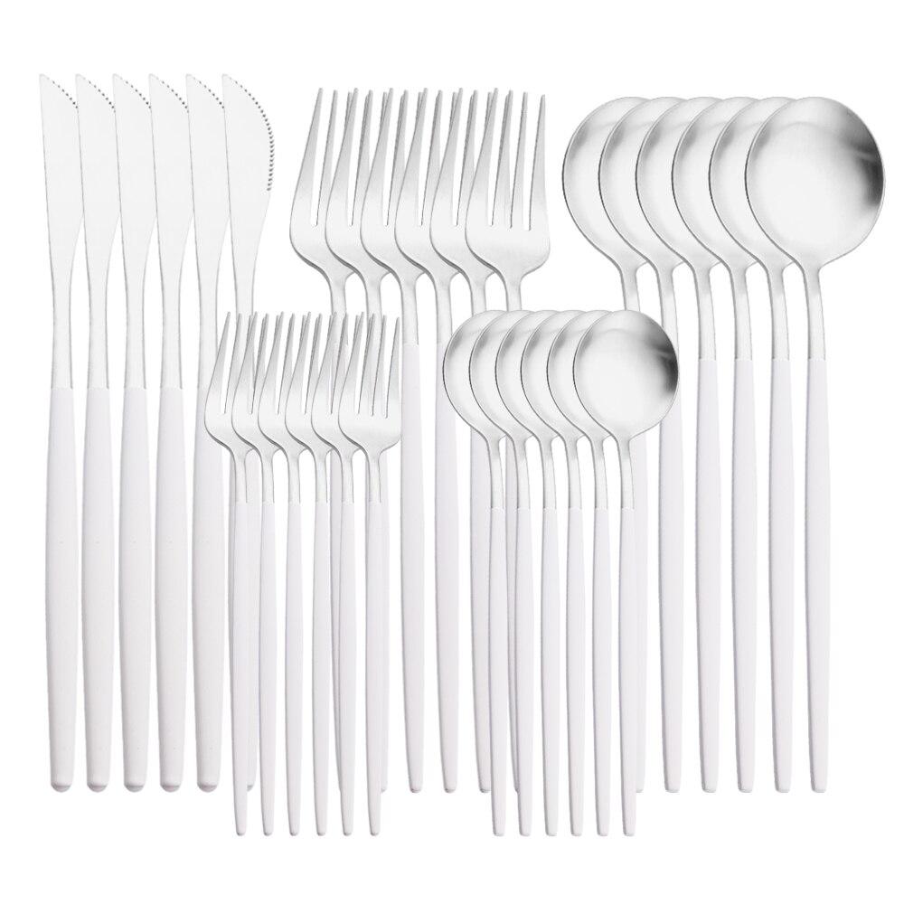 30PCS Geschirr Matte Grün Gold Bunte Edelstahl Besteck Messer Dessert Gabel Löffel Party Home Küche Geschirr Besteck Set