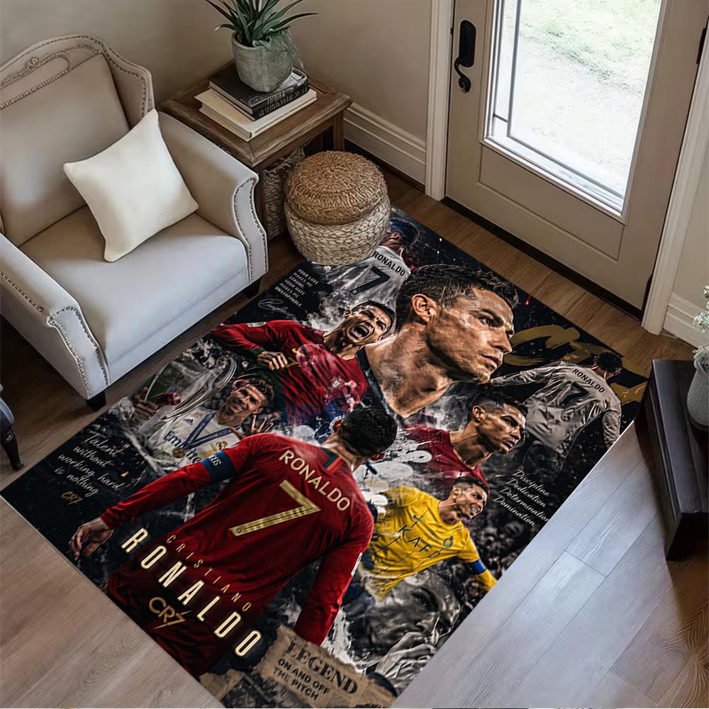 Ronaldo's Legacy Fußball Teppich Design für Spielzimmer Flur Spielzimmer Arbeitszimmer Rutschfester Teppich Anime Büro Dekor