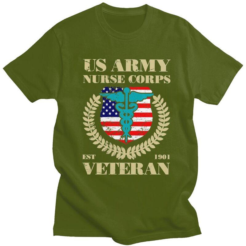 Custom US Army Nurse Corps Veteran T Shirt for Unisex 100% Cotton Tshirt Tee Short Sleeve T-shirts Clothing Gift