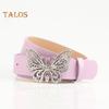 Rhinestones Butterflies Decor Belt Adjustable Length Multi Holes Design Women Waistband Solid Color Belt Costume Accessories