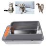 Cat Litter Box Stainless Steel Large Capacity Top Entry Anti Splashing Metal Litter Pan with Leakproof Mat for Pet