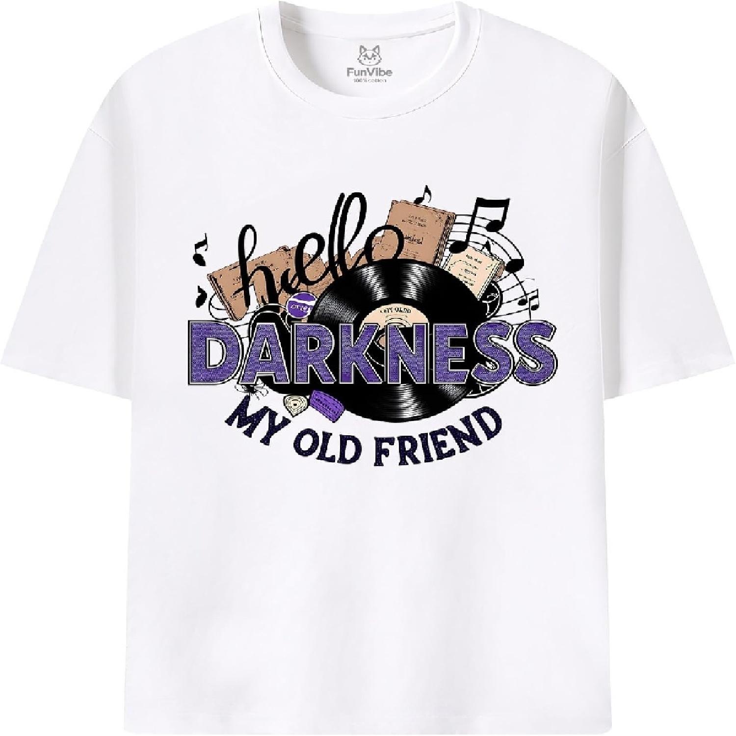 

Fun Vibe Graphic T-Shirt Hello Darkness Design XXXXXL білий