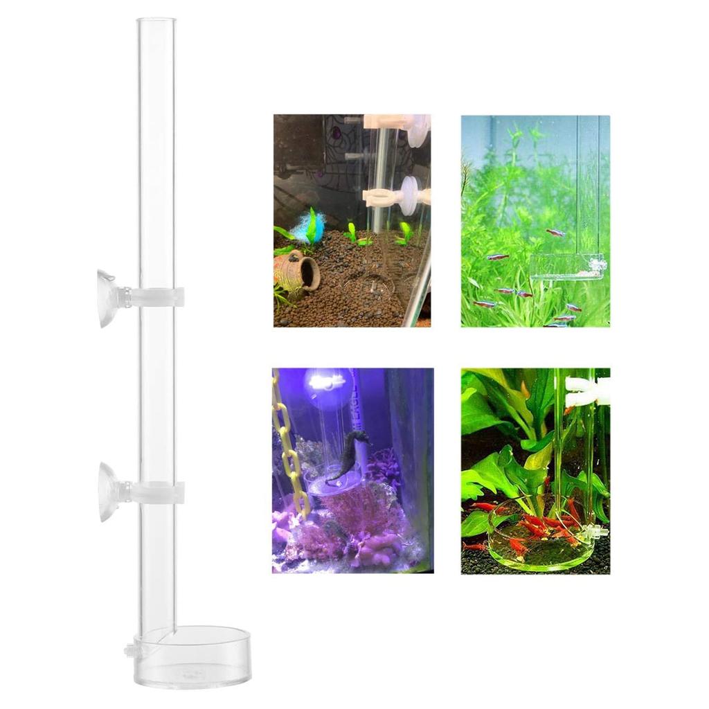 T02C!35Cm Acrylic Shrimp Feeder Tube Feeding Dish Bowls For Fish Tank Aquarium Shrimp Fish, With 2 Suction Cups
