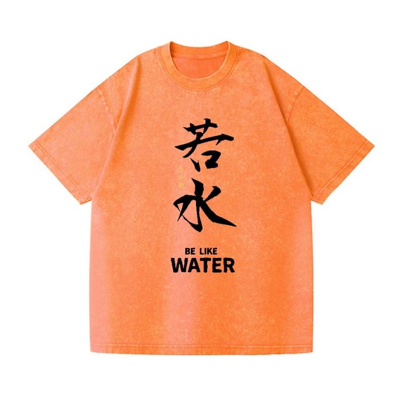 Letní T-shirty z těžké prané bavlny Ležérní volné Vodní Vintage japonský design Tričko Streetwear Čínské topy