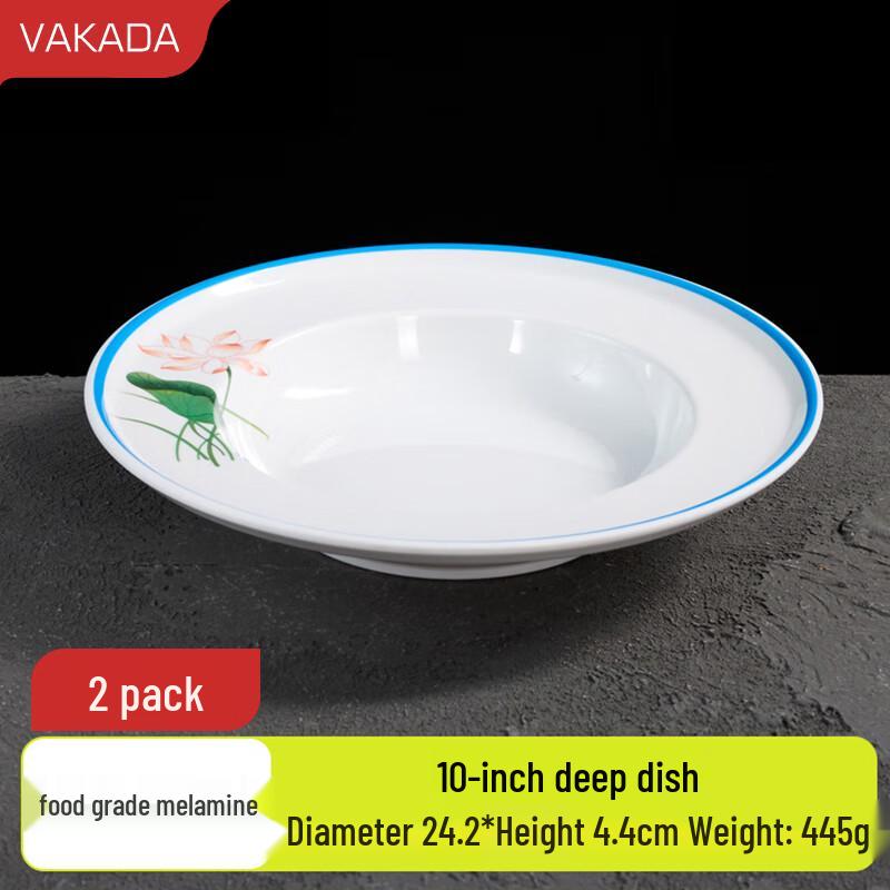 VAKADA Melamine Blue Lotus Round Dining Plates