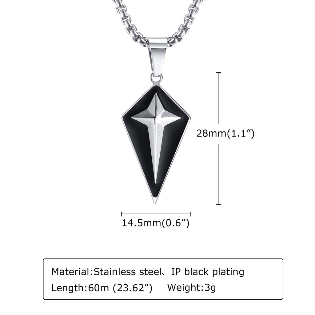 Cool Star 4-Pointed Pendant Necklaces for Men, Waterproof Stainless Steel Double Layered Geometric Collar Gifts for Him Jewelry