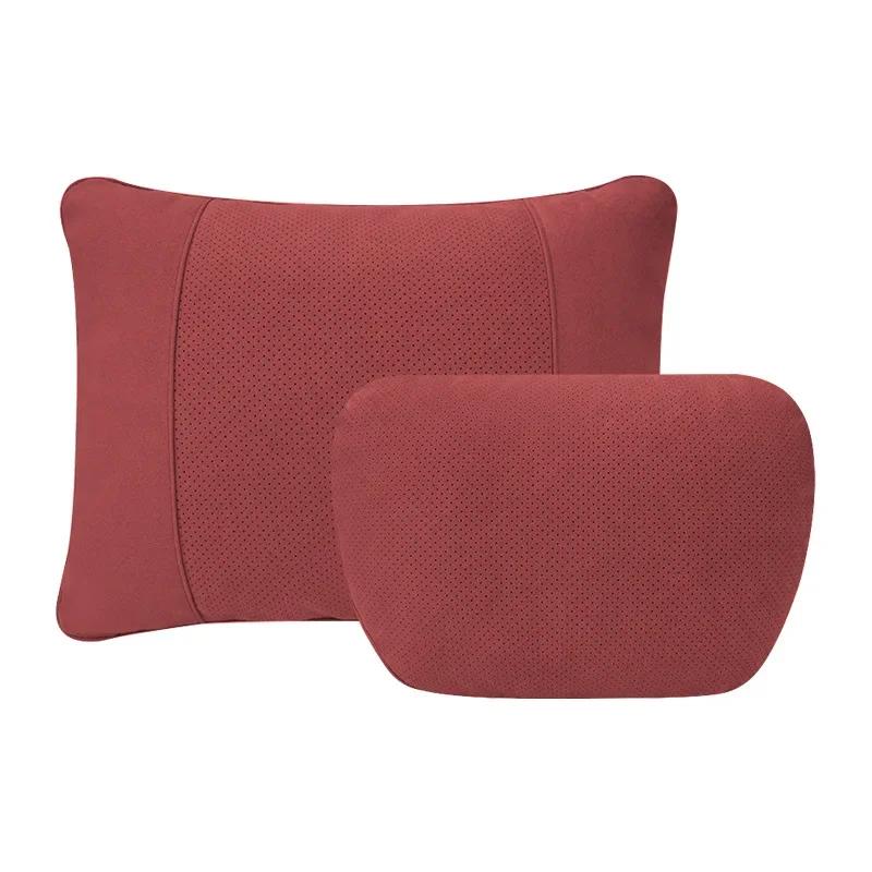 Car Headrest Universal Neck Pillow Breathable Holes Headrest Wool Fabric Perforated Lumbar Pad Car Interior Accessories