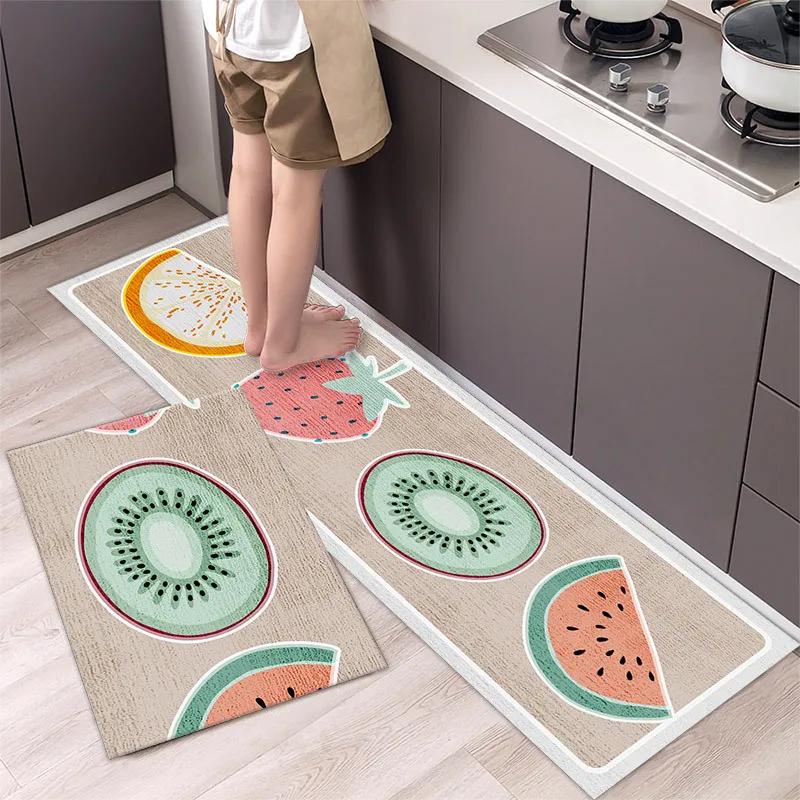 Non-slip Kitchen Carpet Leaves Pattern Rugs for Bedroom Oilproof Home Entrance Door Foot Mat Kitchen Mats for Floor Waterproof