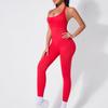 Summer Sexy Backless Halter Gym Jumpsuit Women's Fitness Suit Sports Overalls for Woman Tracksuit Yoga Clothing Elasticity Black Workout Sportswear