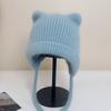 Cute Ears Autumn and Winter Wool Rabbit Hair Straps Candy-colored Wool Hat Bag Head Ear Protection Knitting with Student Warm Girl