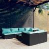 Vidaxl 8-Cz. Set da Salotto per Giardino, Cuscini, Rattan Nero PE