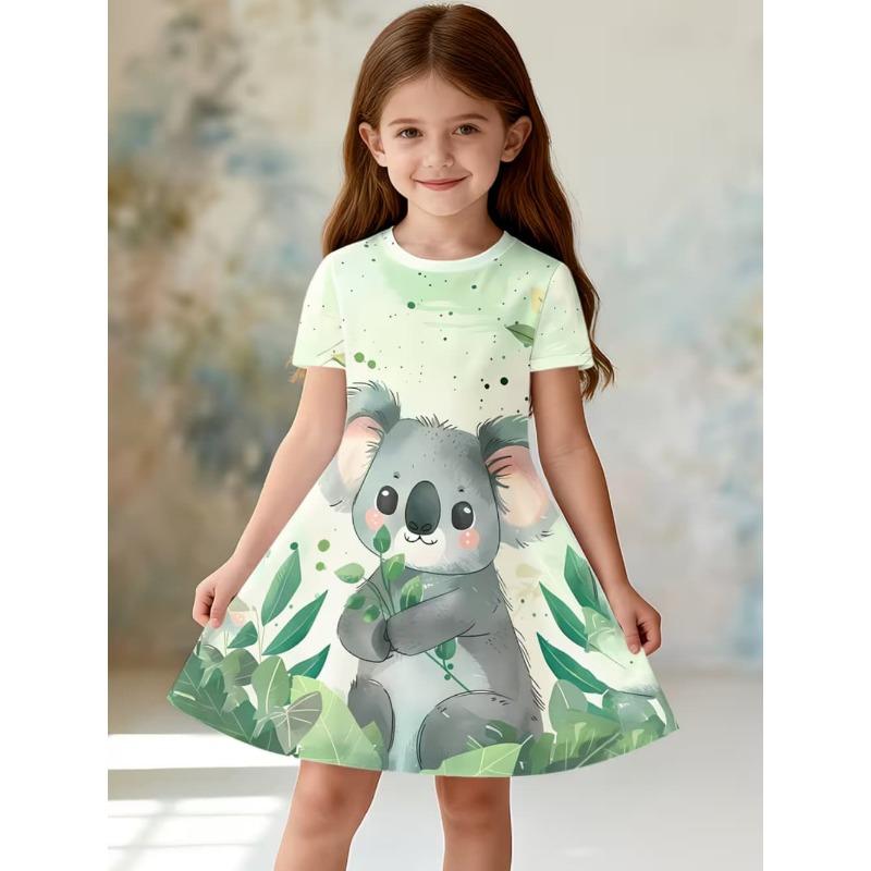 Girl Clothes Cute Cartoon Graphic Printed Girls' Princess Dress Summer Casual