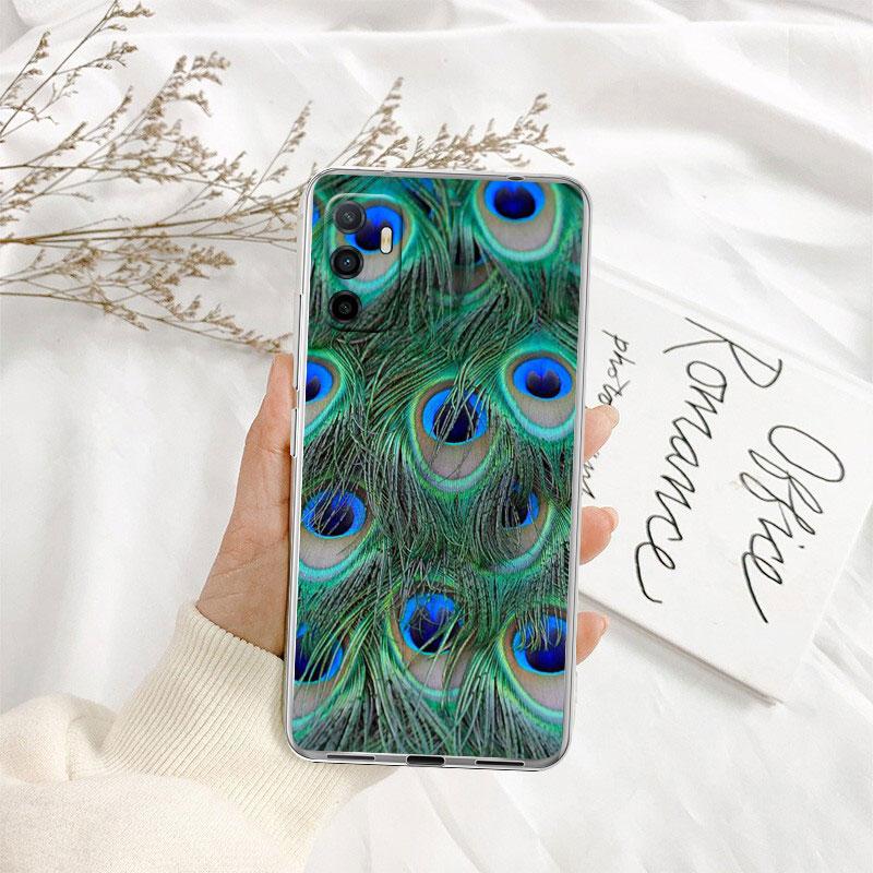 IK53 Peacock feather Transparent Phone Case for Samsung Galaxy A04 A04S A14 A23 A34 A54 M23 M33 M52 M53