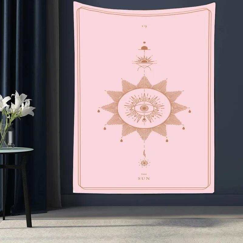 Pink Cartoon Divination Printed Tapestry Office Living Room Tapestry Home Wall Decoration Tapestry