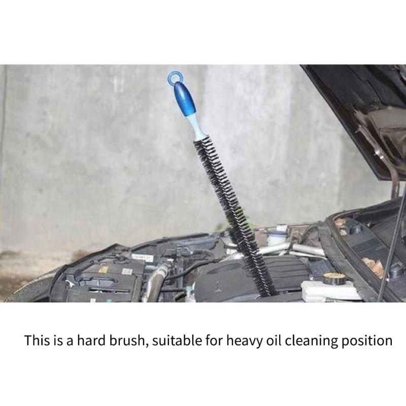 Automobile Flexible Long Reach Extended Engine Oil Dirt Washing Bristle Wheel Brush Long Handle Auto Car Detailing Tool