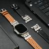 Luxury Metal Leather Strap for Apple Watch Ultra 3 2 49mm Band for iWatch Series 11 10 9 8 7 6 se Bracelet Correa 45mm 44mm 46mm