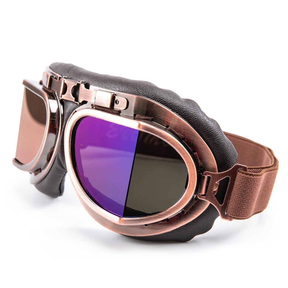 Evomosa Vintage Pilot Style Motorcycle Goggles for and Sand Goggles for and Half Helmets Cruisers, Scooters, Outdoors, Bikes, Racers, Cruisers,
