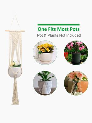 Macramé Hecho a Mano Cestas Colgantes para Plantas Soporte para Macetas Decoración Colgante para Balcón Cuerda de Elevación Anudada Suministros para el Hogar y el Jardín