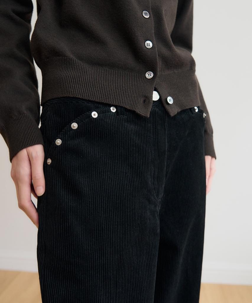 SIS A Bridge Semi-Wide Corduroy Pants [Black]