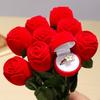 Simulation Flower Rose Ring Box with Leaves Flower Wedding Ring Box  Surprise Proposal