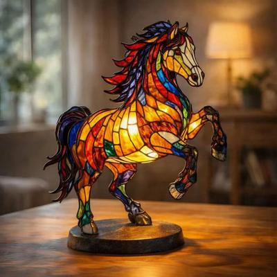 3D Rainbow Pony LED Night Light Handmade Resin Dog Lamp USB-Powered Ambient Lighting