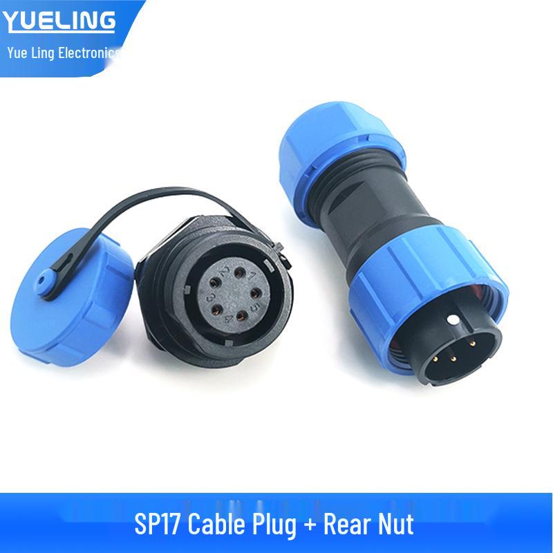 Yue Ling SP17 Series IP68 Waterproof Aviation Plug with Rear Nut Flange
