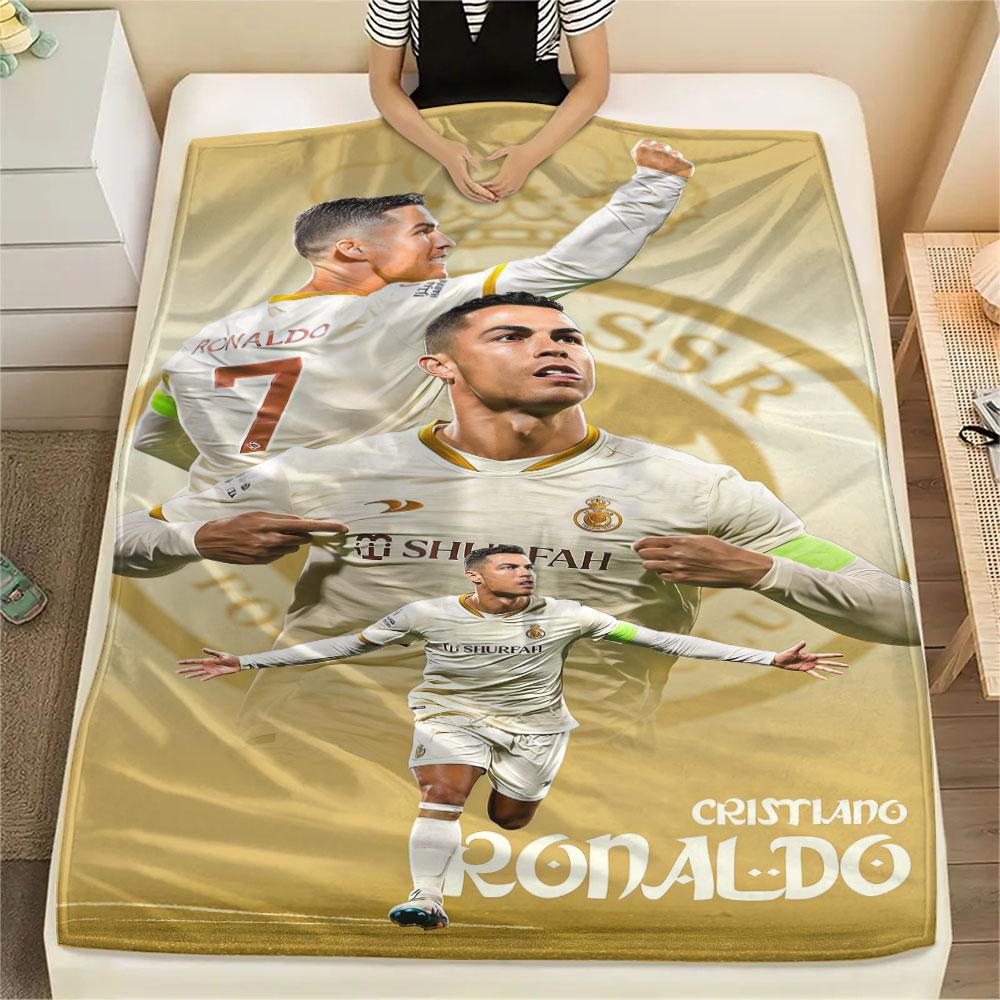 1PC Cristiano Ronaldo Patterned Flannel Blanket Suitable For All Seasons for Home Decor Warmth and Comfort Gifts Holiday Present