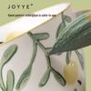 JOYYE Handbemalte Keramiktasse mit Blumen- und Fruchtdekor