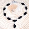 Schwarze Onyx 925 Sterling Silber Halskette, Edelstein Marquise handgemachte Halskette Geschenk für ihre Mutter, Jubiläumsgeschenk