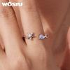 WOSTU Ocean Jewelry 925 Sterling Silver Starfish Open Ring Women Stackable s925 Rings Holiday Beach Wear