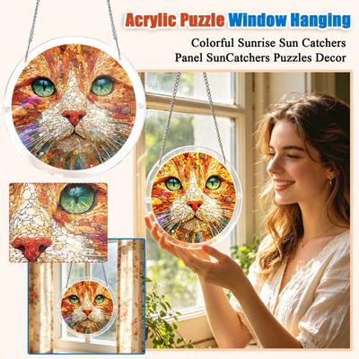 Acrylic Puzzle Window Hanging, Colorful Sunrise Sun Catchers Panel SunCatchers Puzzles Decor For Birthday Women, Men, Wife, Aunt, And Mom