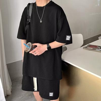 Men's Plus Size Suit Casual Sports Suit Short Sleeve + Shorts 2 Piece Set