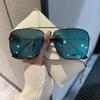 Nouvelles Lunettes de Soleil Bleues Transparentes Mode Femme Extérieur Anti Éblouissement Lunettes Rétro Double Pont Homme Lunettes de Soleil de Conduite