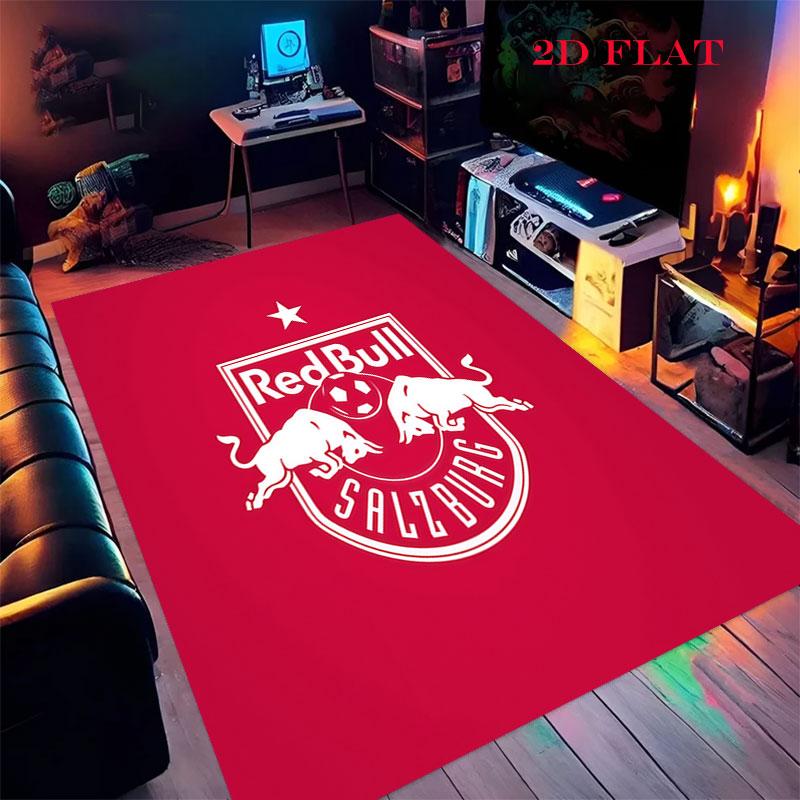 Tappeto FC Red Bull Salzburg per Soggiorno Camera da Letto Casa Decorazione Divano, Tappetino Antiscivolo per Giochi Bambini