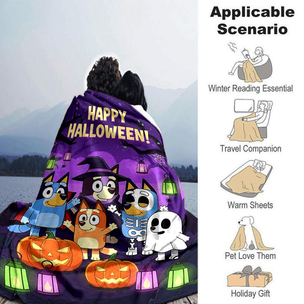 1pc Halloween Ghost Soft Warm Throw Blanket Nap Blanket For Couch Sofa Office Bed Camping Travel,Comfortable