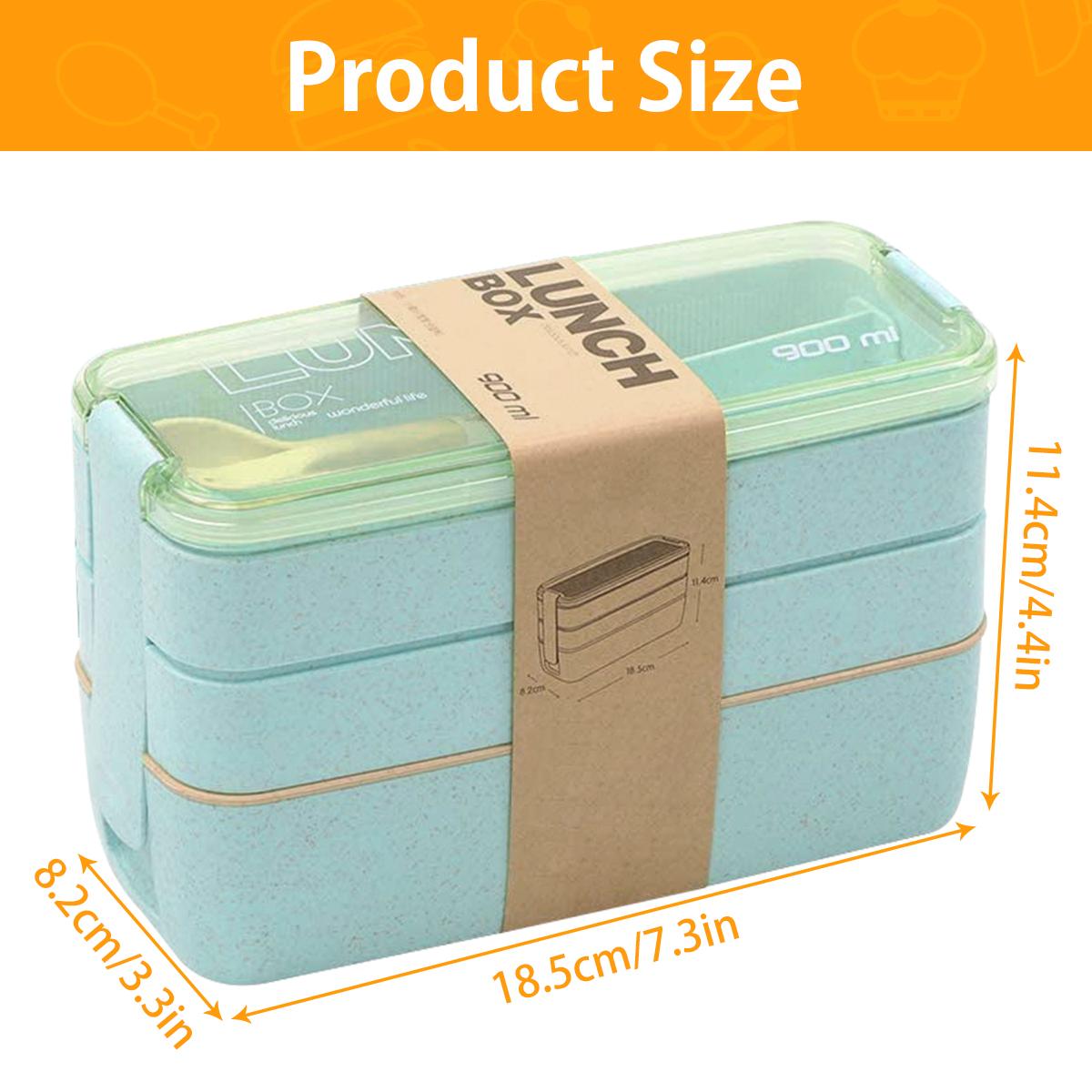 

3 Layer Bento Lunch Box Wheat Straw Food Storage Box Adults Kid High Capacity Food Containers Portable Leakproof Office Camping зелёный
