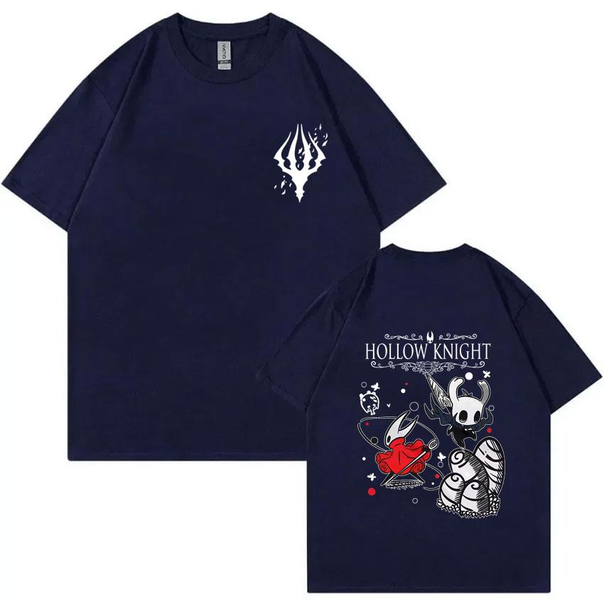 Hollow Knight Doppelseitiges Grafik-T-Shirt Unisex Damen Spiel-Liebhaber T-Shirts Unisex Mode Cartoon Übergroßes Kurzarm-T-Shirt