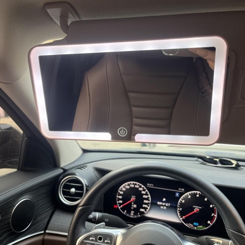 Specchietto Parasole Universale per Auto con Luci LED a 3 Temperature di Colore Controllo Tattile Regolabile Ricaricabile tramite USB C