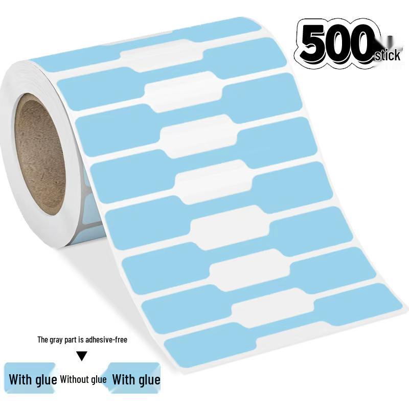 500 Kraft Paper Ring Necklace Price Tag Stickers - Self-Adhesive, Hand-Written, 1 Roll (500 Sheets)