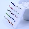 Korean Simple Street Stall Boxed Earrings: 4mm Shiny Resin Rhinestone Studs